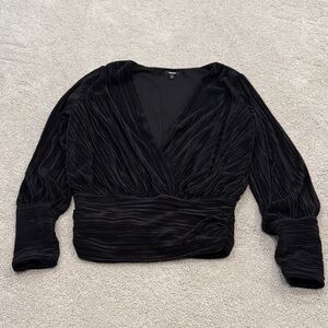 Express Black Textured Blouse